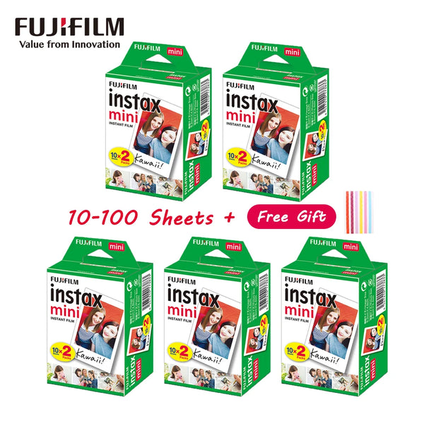 10-200 Sheets of Fuji White Edge Photo Paper Mini8/9/7c/7s/25/90/11 Universal Three-inch Fujifilm Instax Mini Film