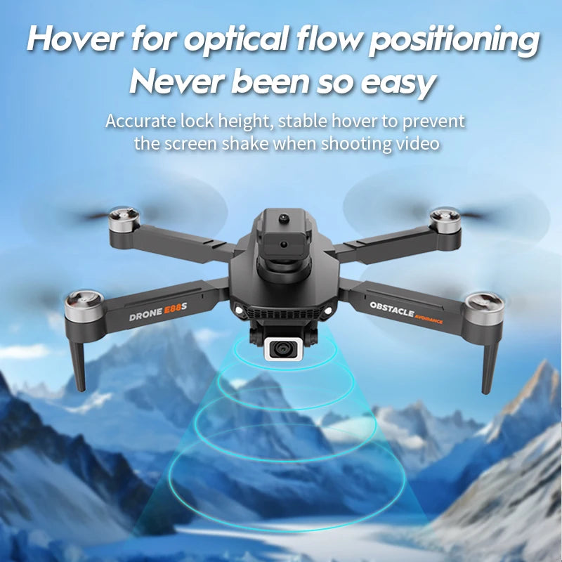 Mini Drone E88s 4K Dual Camera HD Wifi FPV Brushless Motor Remote Control Foldable RC Quadcopter Helicopter Child Boys Toys Kids