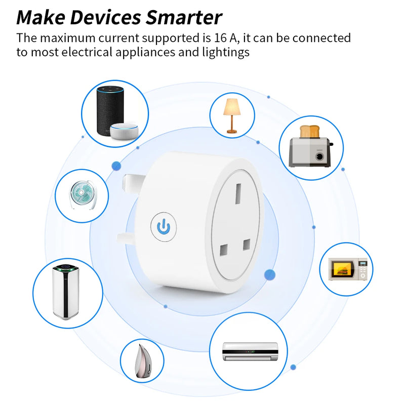 Tuya WIFI Timing Socket UK Plug Outlet Smart Home Power Outlet Power Monitor Work with Aleax  Socket