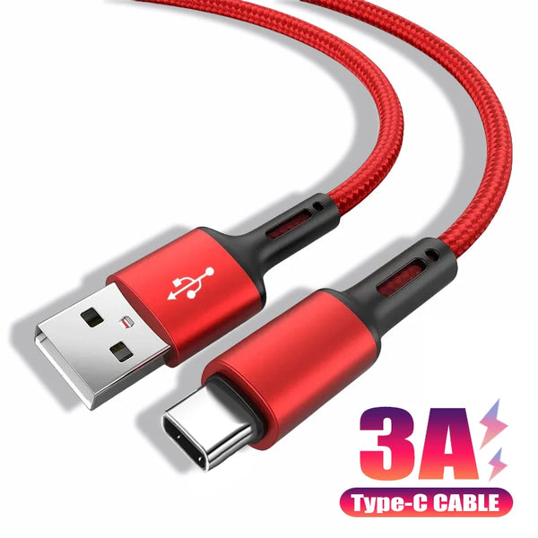 3A Fast Charging USB Type C Cable For Samsung Xiaomi Huawei USBC Type-C Charger Origin Mobile Phone Cord Short Long 0.2m 2m 3m