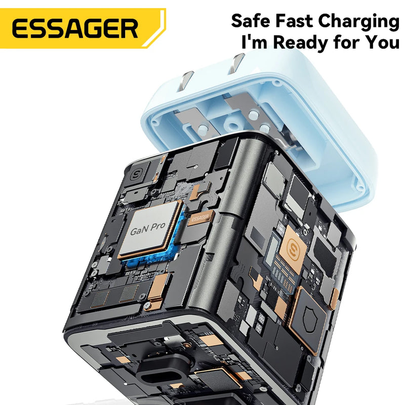 Essager 70W GaN USB Charger PD3.0 Fast Charging QC3.0 Type C Charger For iPhone 16 15 14 13 12 11Samsung  Huawei Xiaomi Macbook