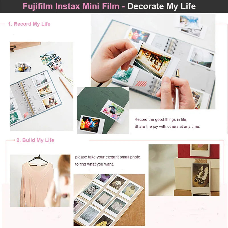 Fujifilm Instax Mini Film White Edge 10-100 Sheets of Film Photo Paper For FUJI Instant Photo Camera Mini 12 11 Mini 9 8 7s Evo