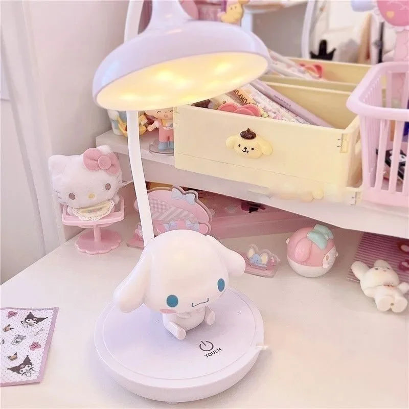 Kawaii Genuine Sanrio Led Night Light Hello Kitty My Melody Cartoon Desktop Bedroom Table Lamp Children Learning Cute Gift