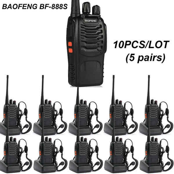 10pcs/5 pairs of Baofeng Original walkie talkie 888 s UHF 400-470MHz 16 Channel self driving tour handheld two way radios