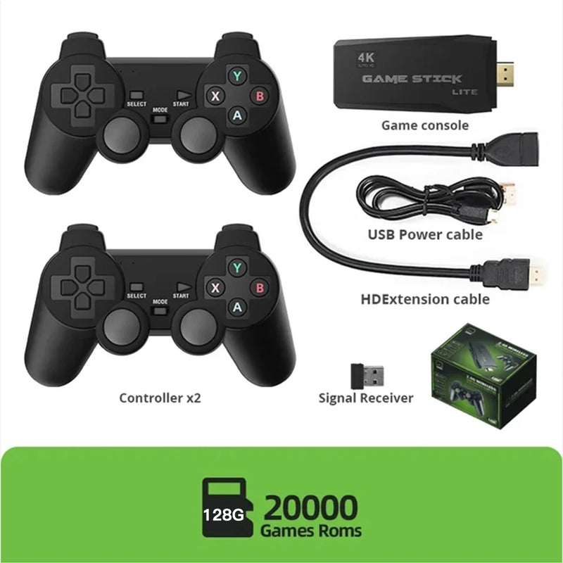 Video Game Console 2.4G Double Wireless Controller Game Stick 4K 20000 Games 128GB Retro Games for PS1/GBA Kids Gifts