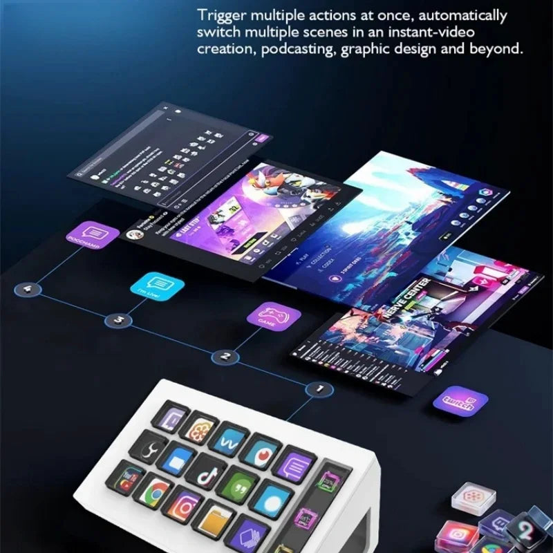 Stream Deck Controller Production For Livestream Video Design Custom Macro Lcd Keys Info Displa Twitch Actions Obs,Black/White