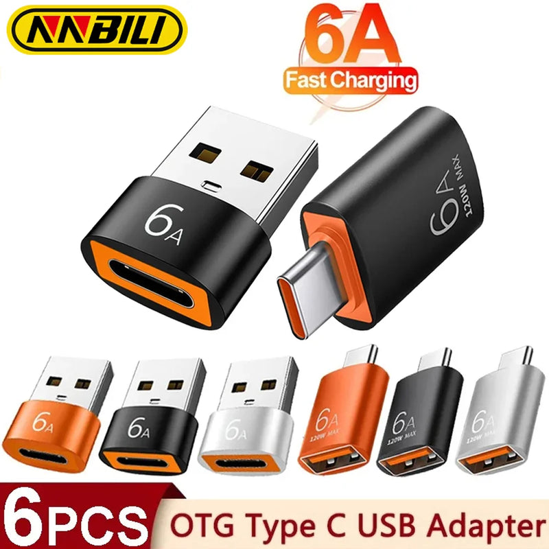 NNBILI 6AUSB 3.0 To Type C OTG Adapter USB USB-C Male To Micro USB Type-c Female Converter For Samsung S20 Xiaomi OTG Connector