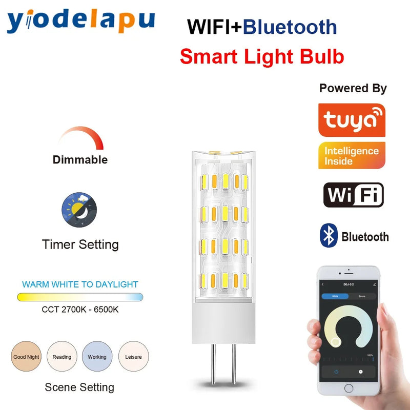 Tuya WiFi G9 LED Bulb Dimmable 5W Smart Light 220V G9 Energy Saving Lamp 120V E11 E12 Smart Home Timer Control  Alexa Google