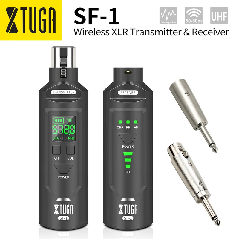 XTUGA UHF Professional Microphone Wireless Converter XLR Rechargeable Transmitter Receiver For Dynamic/Condenser Mic Audio Mixer