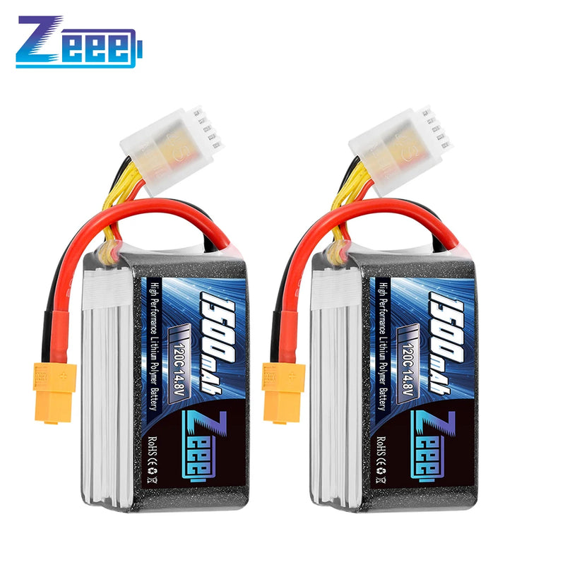 2pcs Zeee 4S 1500mAh 14.8V 100 120C Lipo Battery with XT60 Plug Softcase for RC Car Truck Buggy FPV Drones Airplane RC Parts