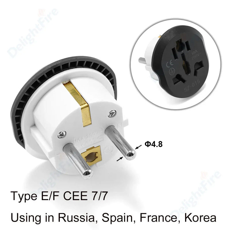 EU Plug Adapter AU UK US To EU Euro Plug Adapter Converter European Travel Adapter Australia USA CN to EU Electric Socket Outlet