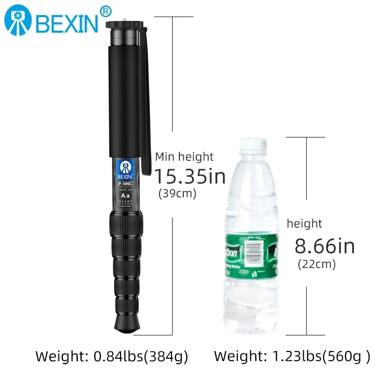 BEXIN P306C Carbon Fiber Monopod High 1.6M 6-section Expansion Outdoor Travel Photography Support Bracket for Digital Camera