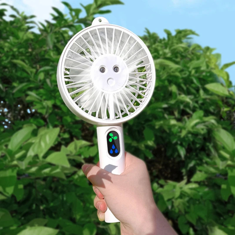 Summer Outdoor Travel Portable Mini Air Cooling Ventilador Hand Fan USB Rechargeable Electric Water Mist Spray Humidifier Fan