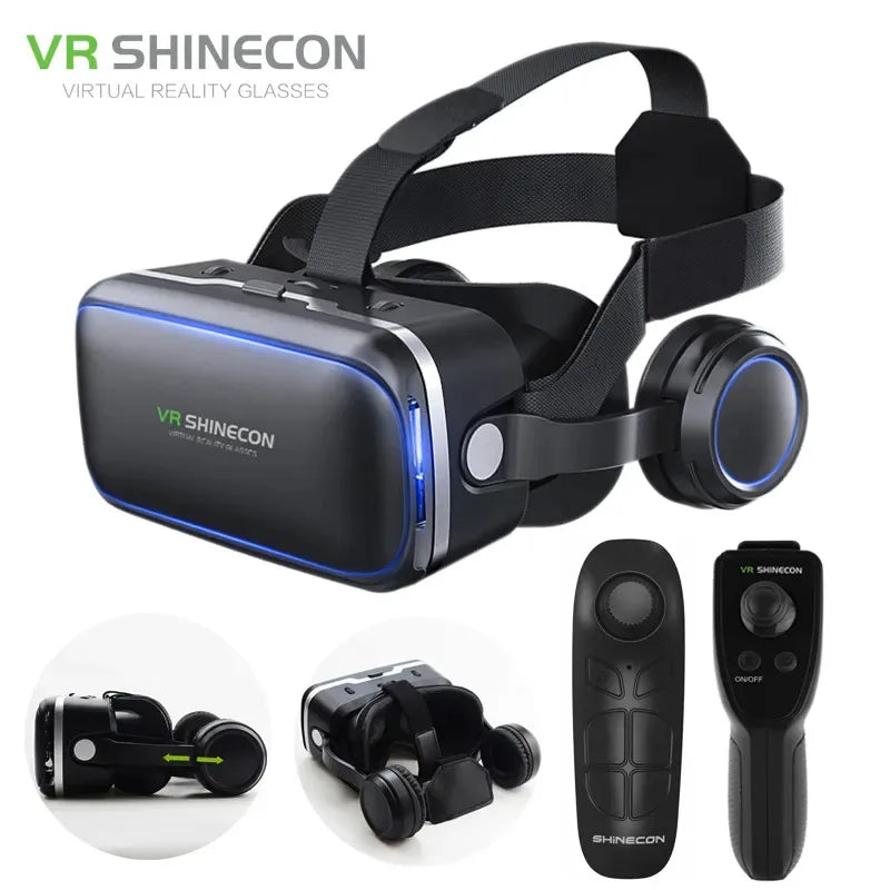 VR Shinecon 6.0 Headphone Version 3D Virtual Reality Stereo Helmet VR Headset with Remote Control for IOS Android