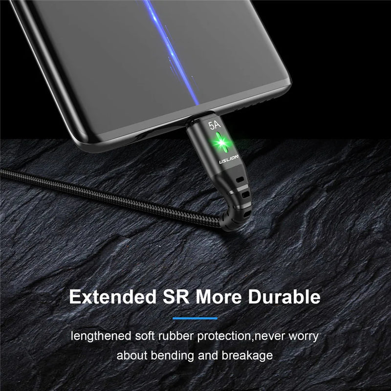 USLION 5A USB Type C Cable Wire For Samsung S21 S20 Xiaomi mi 11 Mobile Phone Fast Charging USB C Cable Type-C Charger Cables