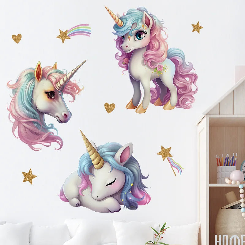 Unicorn Decorative Vinyl Child Wall Stickers For Baby Girl Room Decor Adhesive Wallpaper Bedroom Accessories Wall Art Room Decor