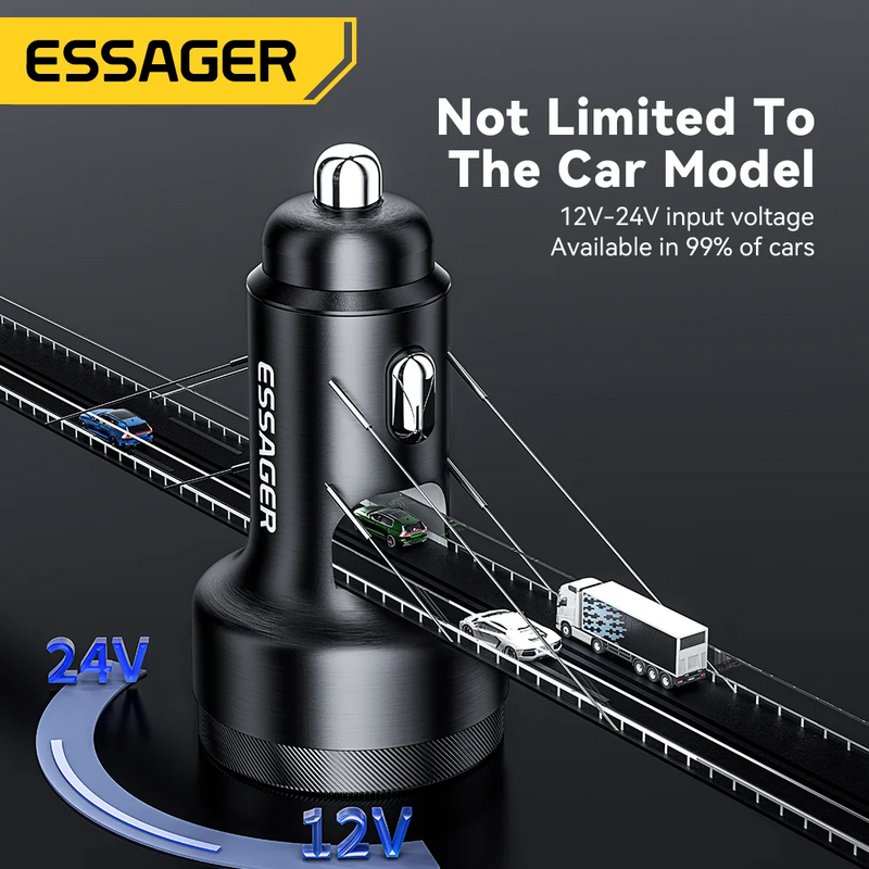 Essager USB C Car Charger 105W Quick Charge PD3.0 QC4.0 3.0 SCP PPS USB Type C  Fast Charging For iPhone 15 14 13 Samsung Xiaomi