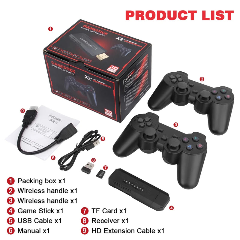 GD10 x2 4K Game Stick 3D 32G 64G 128G Video Game Consoles Wireless Gamepad HD 60fps 40000 Games Emuelec4.3 System FC Gamebox