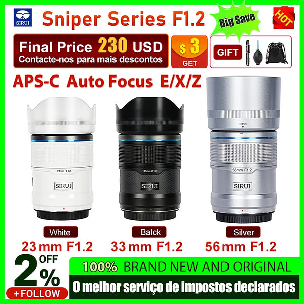 SIRUI Sniper Series 23mm 33mm 56mm F1.2 APS-C Auto Focus Lens For Sony E Mount Fuji X Mount Nikon Z Mount Camera lens