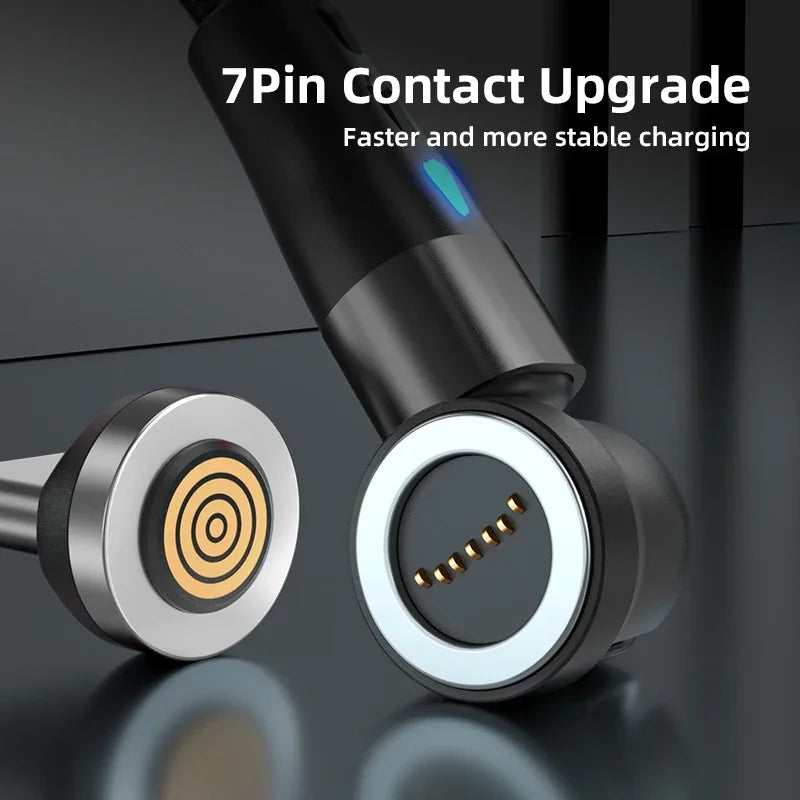 AUFU 5A Magnetic Cable 540 Rotate Fast Charging Magnetic USB Type C Cable For iPhone 14 Samsung Xiaomi Realme Mobile Phone Cable