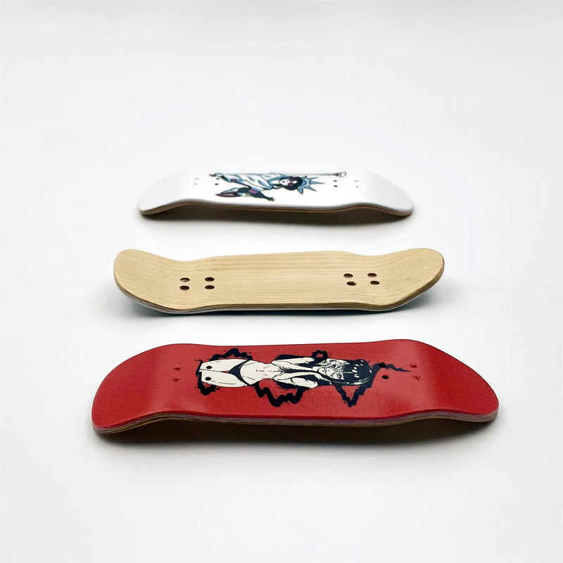 34mm Cruiser Fingerboard Deck New Shape with Graphic for Professional Mini Finger Skateboard