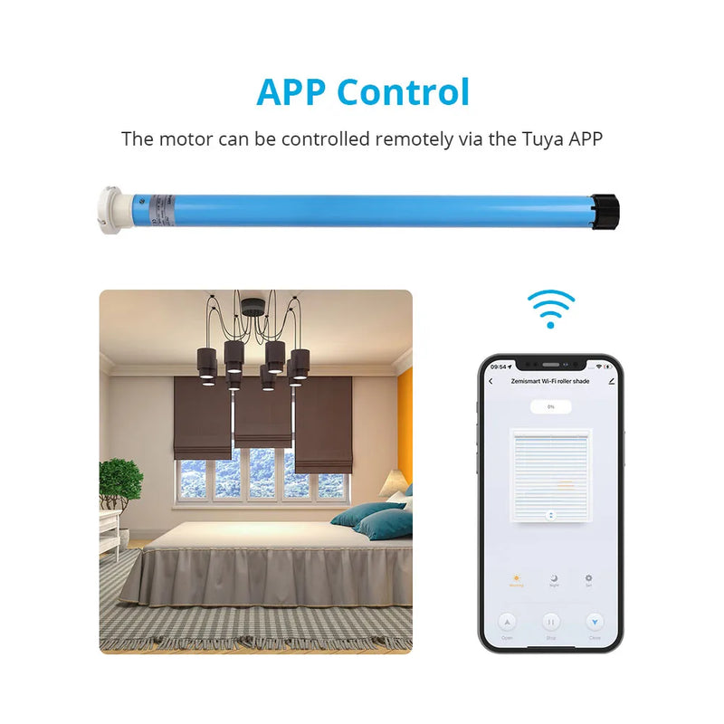 Zemismart Tuya WiFi Smart Roller Shade Motor for 30mm Tube Alexa Google Home Voice Control 1.1Nm Electric Engine Blinds Shutter