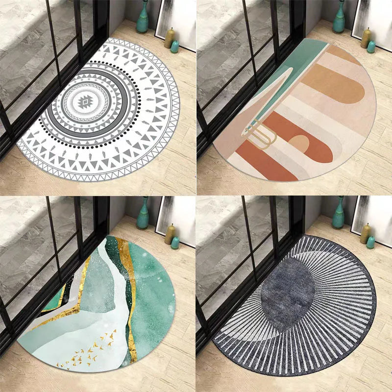 Half Round European Style Entrance Doormat Anti Slip Floor Mat Bedroom Carpet Strong Water Absorbent Bath Mats Bathroom Rugs