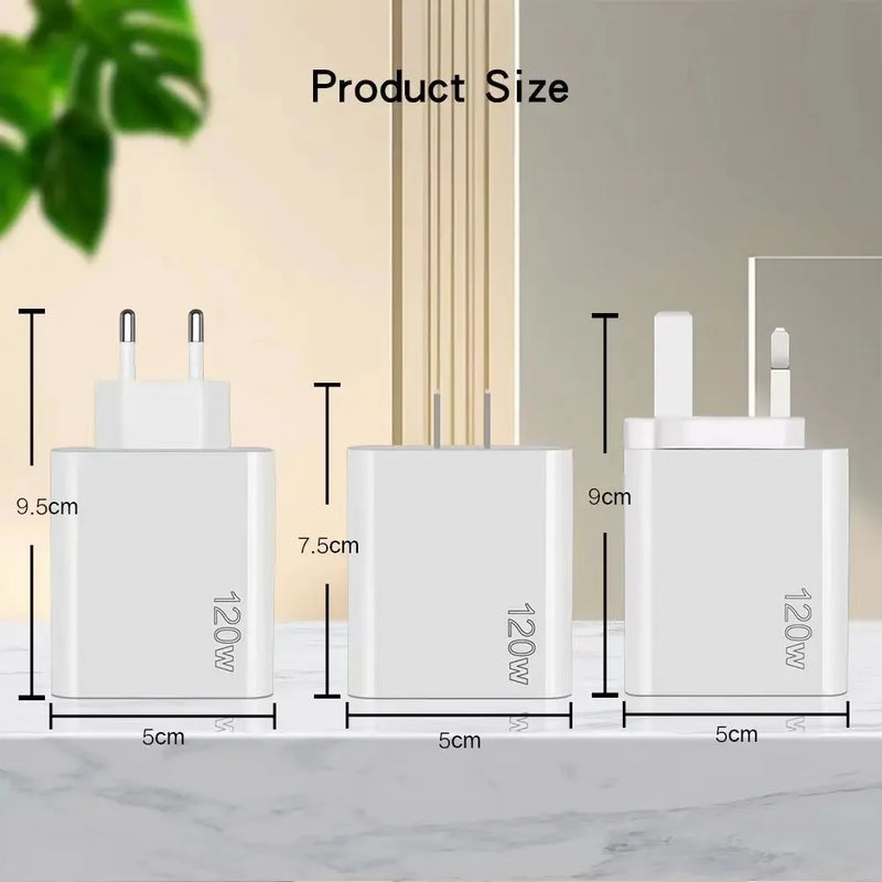 Lenovo120W 5Ports USB Charger Quick Charge EU US UK Plug Wall Charger PD Fast Charging For Samsung Xiaomi Huawei Charge Adapter