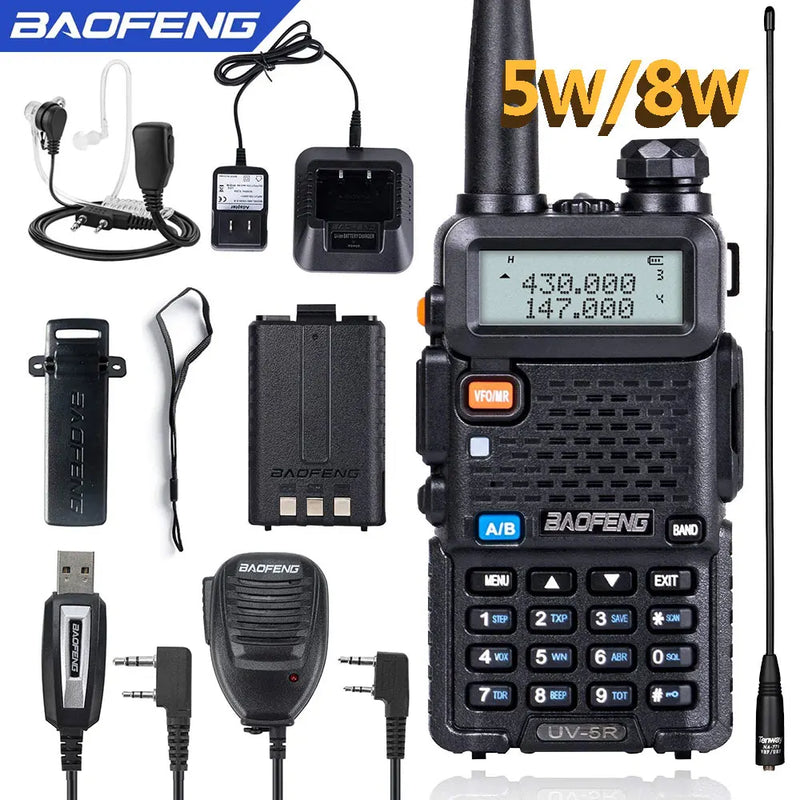 BaoFeng UV-5R Walkie Talkie 5W/8W Two Way Radio Commutator VHF/UHF 136-174MHz & 400-520MHz Station Receiver Ham Wireless Set