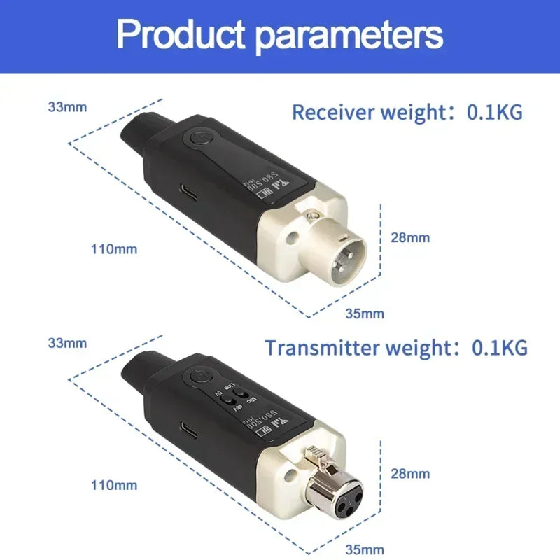 MA5 UHF Wireless Microphone Converter XLR Transmitter And Receiver For Dynamic Microphone Guitar Receiver Transmission Adapter