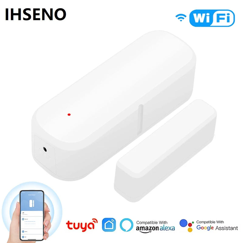 IHSNEO Tuya WiFi  Door Window Sensor Smart Home Wireless Door Open / Closed Detector Smart Life Control Via Alexa Google Home