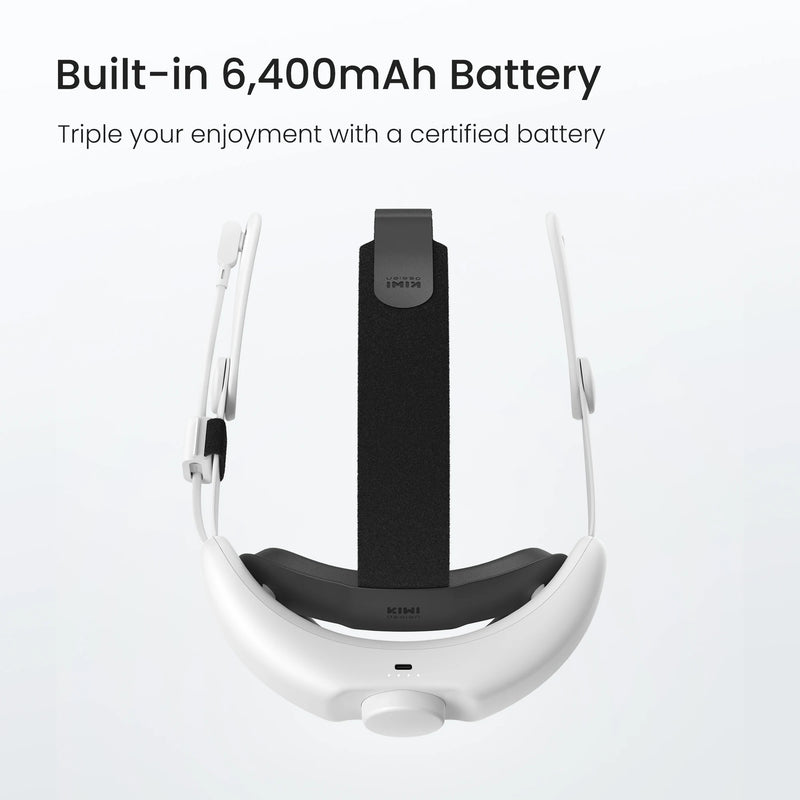 KIWI design Single-Point-Charging Battery Head Strap for Meta Quest 3 VR Accessories (Compatible with Our Charging Stand)