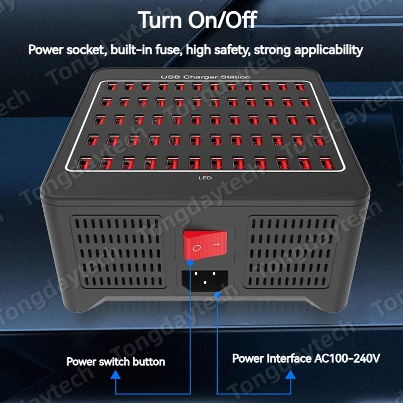 300W USB Charger Station 60 Ports USB Fast Charging Charger for iPad iPhone 12 13 14 15 Pro Max Samsung Xiaomi Tablet Carregador