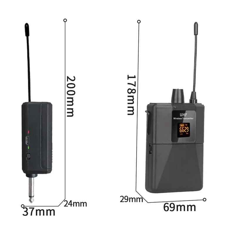 UHF Wireless Headset Microphone with Transmitter Receiver LED Digital Display Bodypack Transmitter for Teaching Live Performance