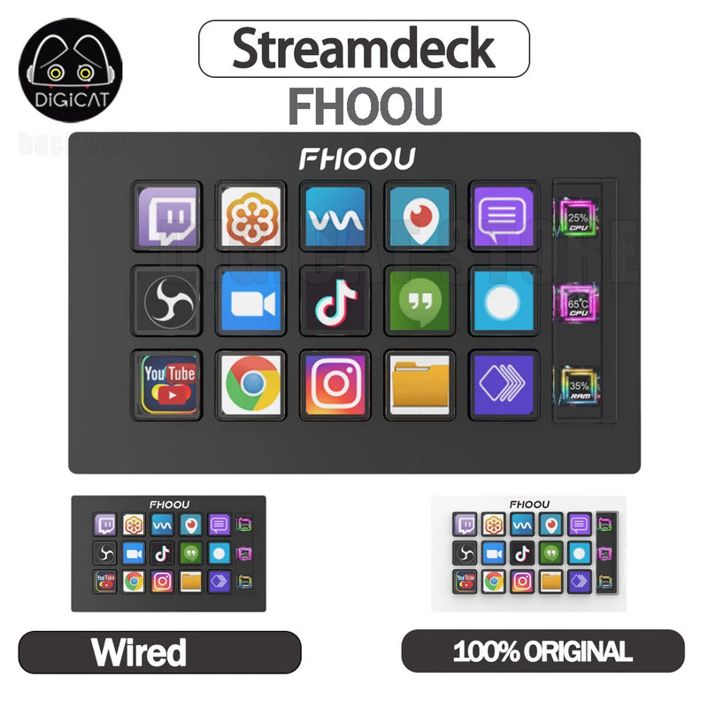 StreamDeck Visual Keyboard LCD Button 15 Keys Live Content Creation Controller Custom Button Stream Deck For Windows/MacOS Gifts