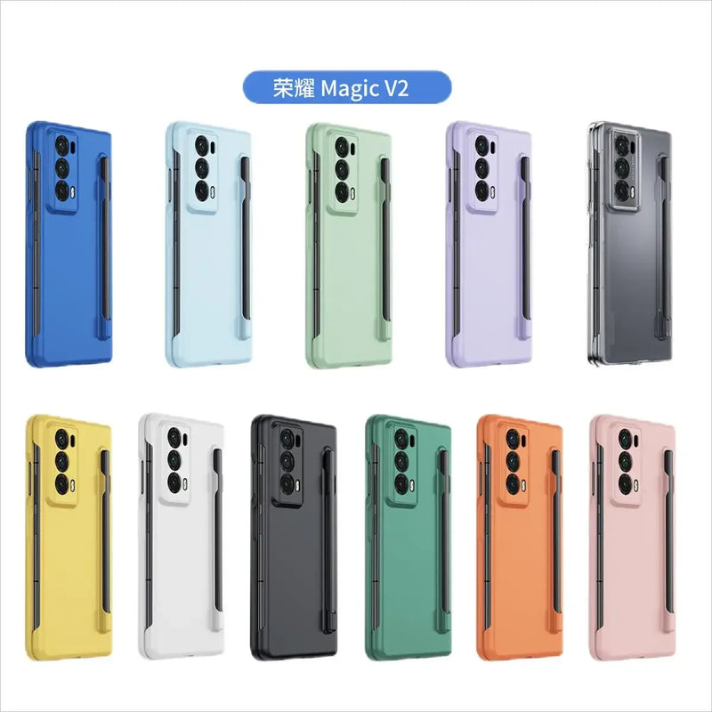 Matte Solid Color Phone Case For Honor Magic V2 VS2 PC Hard Shell Protection Shockproof Film Protector With S Pen Holder Cover