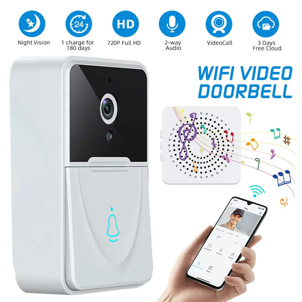 X3 Wireless WiFi Outdoor Doorbell HD Camera Security Door Bell Voice Change Night Vision Video Intercom Home Monitor Door Phone