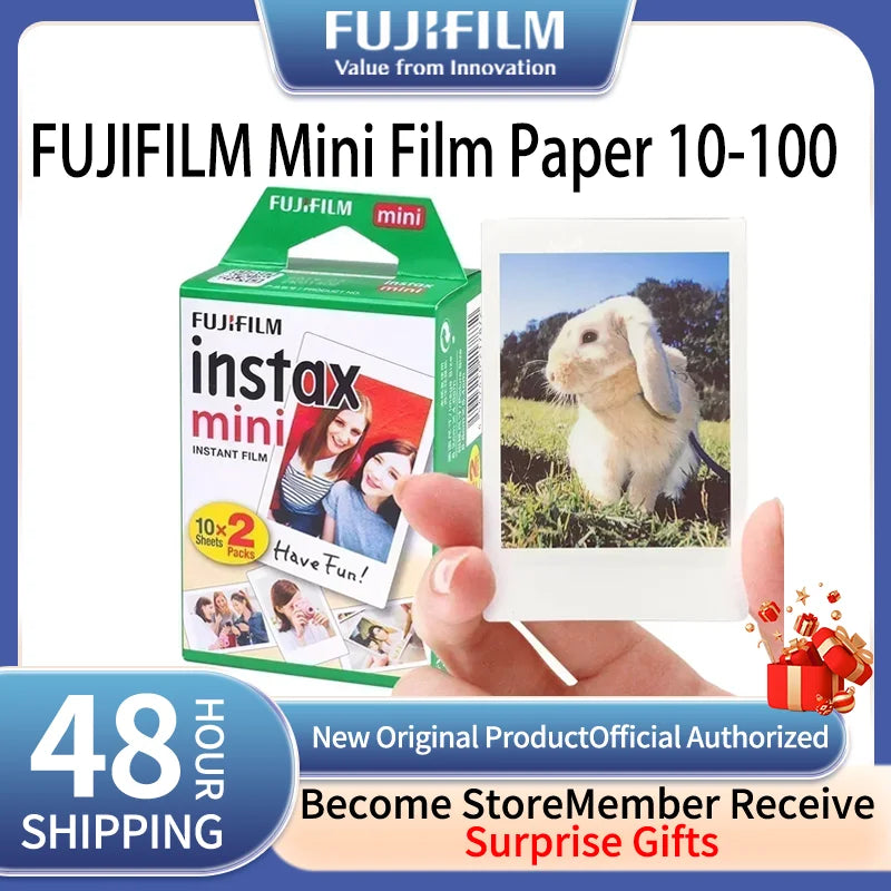 Origin Fujifilm Instax Mini Film Paper 10-100 Sheets for Fuji Instant Film Cameras Instax Mini 12 11 9 40 70 90 Link Liplay EVO