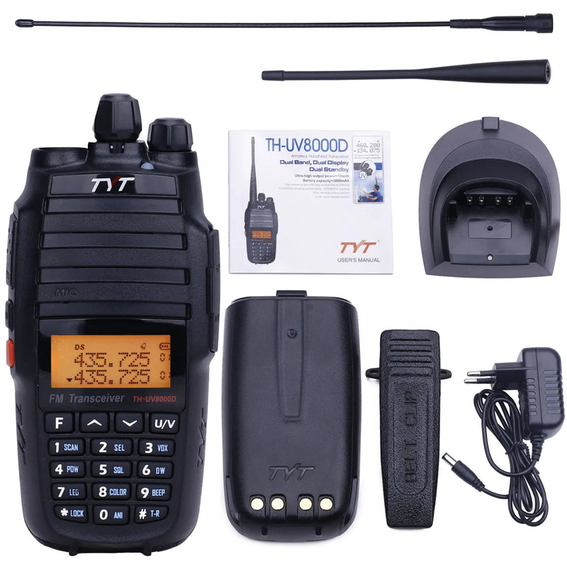 self-driving travel walkie talkie  TYT TH-UV8000D 10W 3600mAh Handheld Radio, Dual Band 136-174/400-520MHz Walkie Talkie