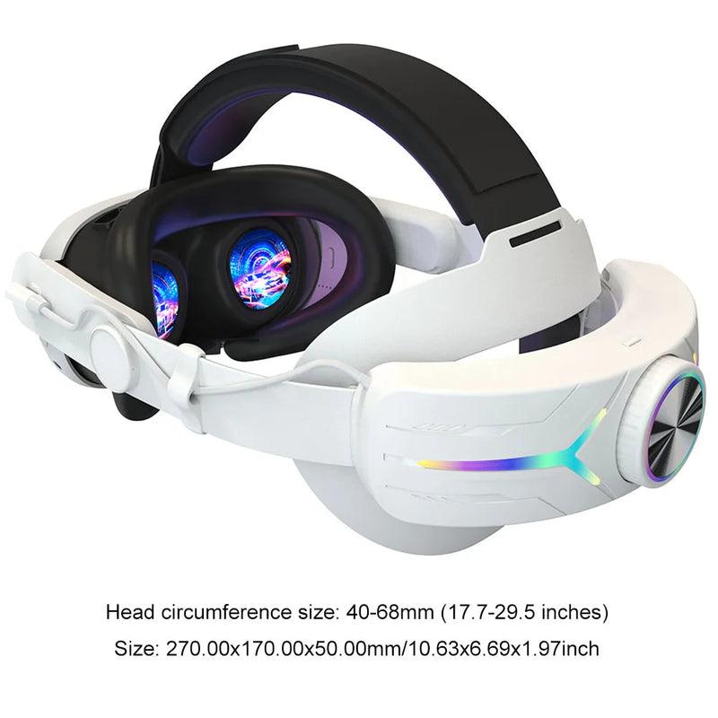 Head Strap Accessories For Meta Oculus Quest 3 Built-in 8000mAh Battery Pack Extended Gaming Time with RGB Light VR Accessories