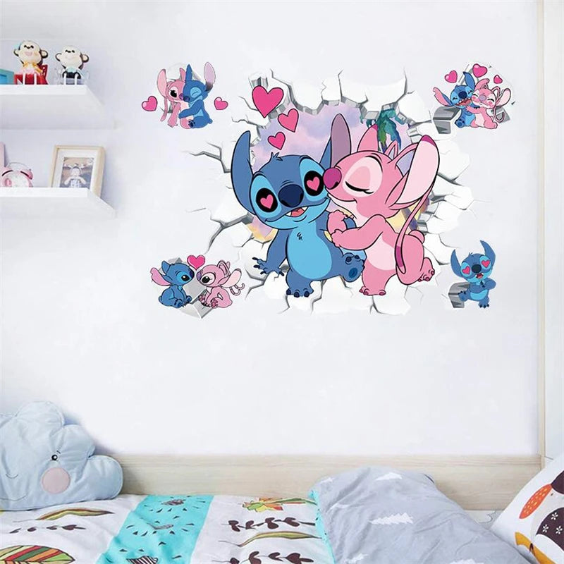 Cartoon Lilo & Stitch Wall Stickers For Kids Room Kindergarten Bedroom Wall Decoration Disney Movie Animation Poster Art Murals