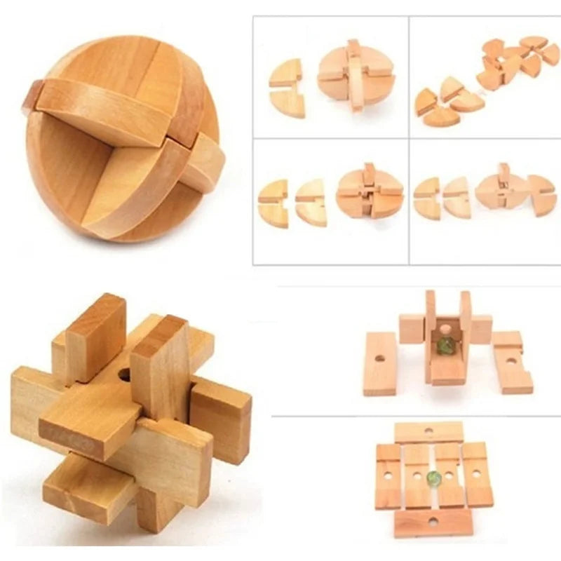 Kong Ming Luban Lock Kids Children 3D Handmade Wooden Toy Adult Intellectual IQ Brain Teaser Game Puzzle Educational Toys