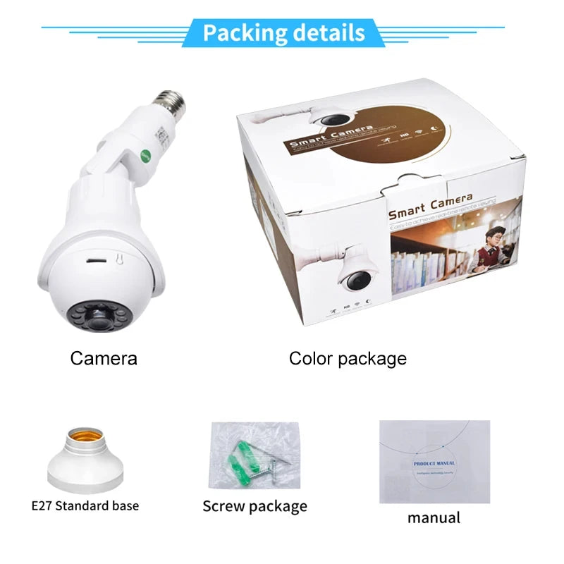 Panoramic Wifi Camera 1080P IP Lamp Night Vision Two Way Audio Surveillance Wireless IP Camera Fisheye Bulb