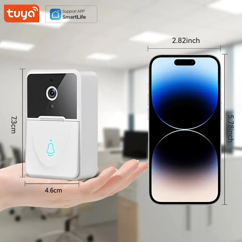 Tuya WiFi Video Doorbell Home WiFi Wireless Doorbell Rechargeable Battery Powered HD Camera PIR Motion Detection Visual Doorbell