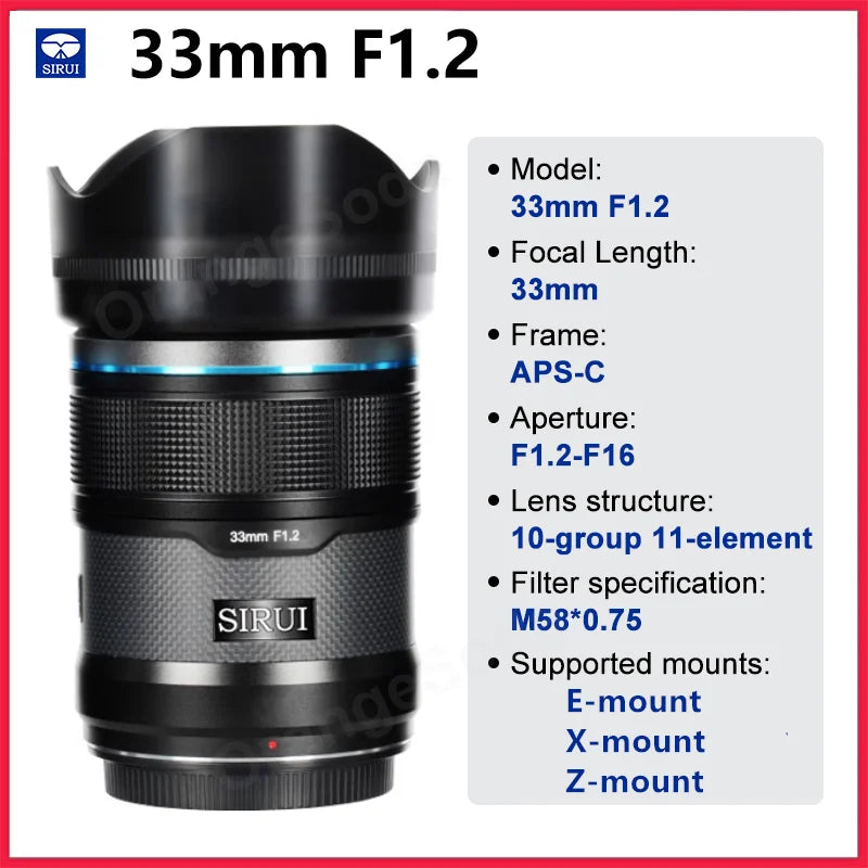 SIRUI Sniper 16mm 75mm 23mm 33mm 56mm F1.2 APS-C Auto Focus Lens For Sony E Mount Fuji X Mount for Nikon Z Mount Camera lens