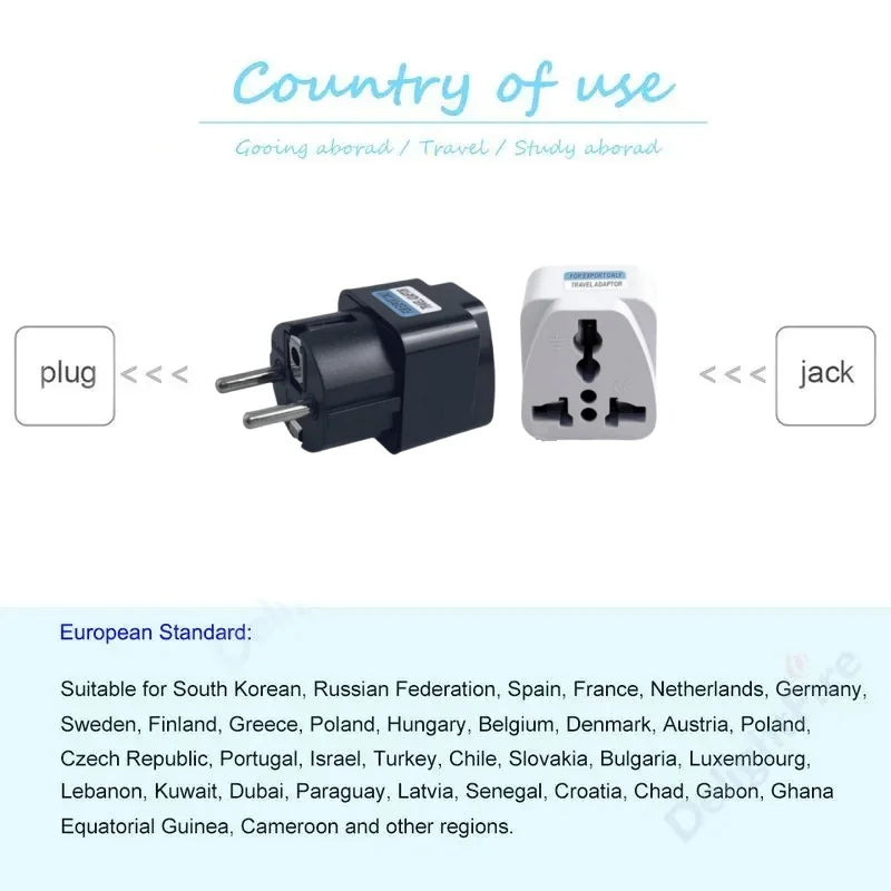 1pcs EU Plug Electrical Adapter Universal Power Soclet AC Outlet Converter US To EU Korea Spain France Russia AC Power Adapter