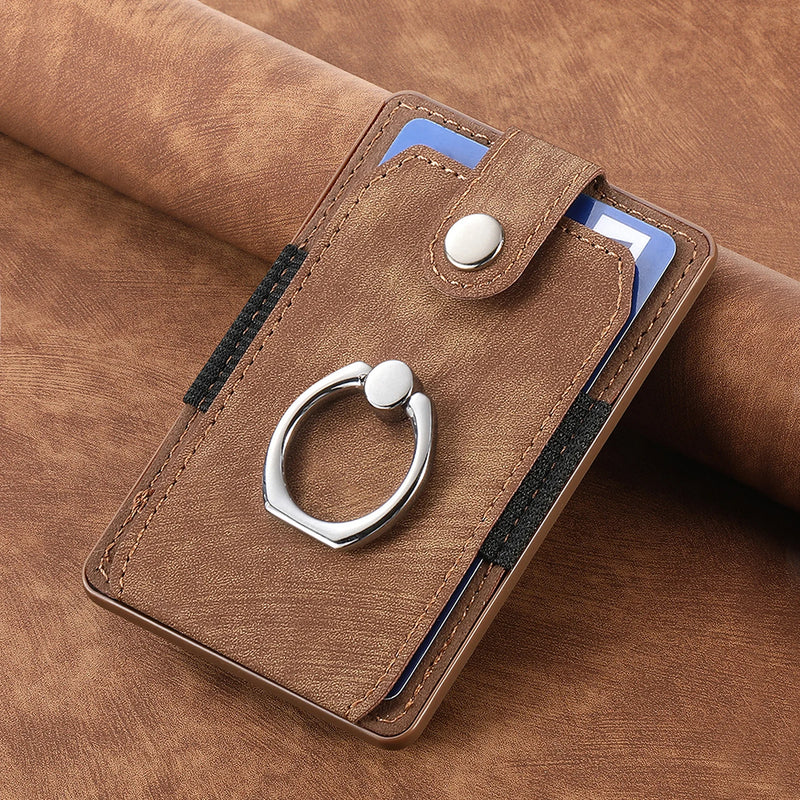 Vintage Car Magnetic Card Holder Leather Sticker Adhesives ID Credit Cards Bag Phone Wallet Back Stickers for Smartphone Ring