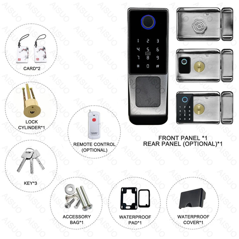 TUYA WIFI outdoor waterproof smart lock fingerprint biometric digital lock with remote control electronic lock smart door lock