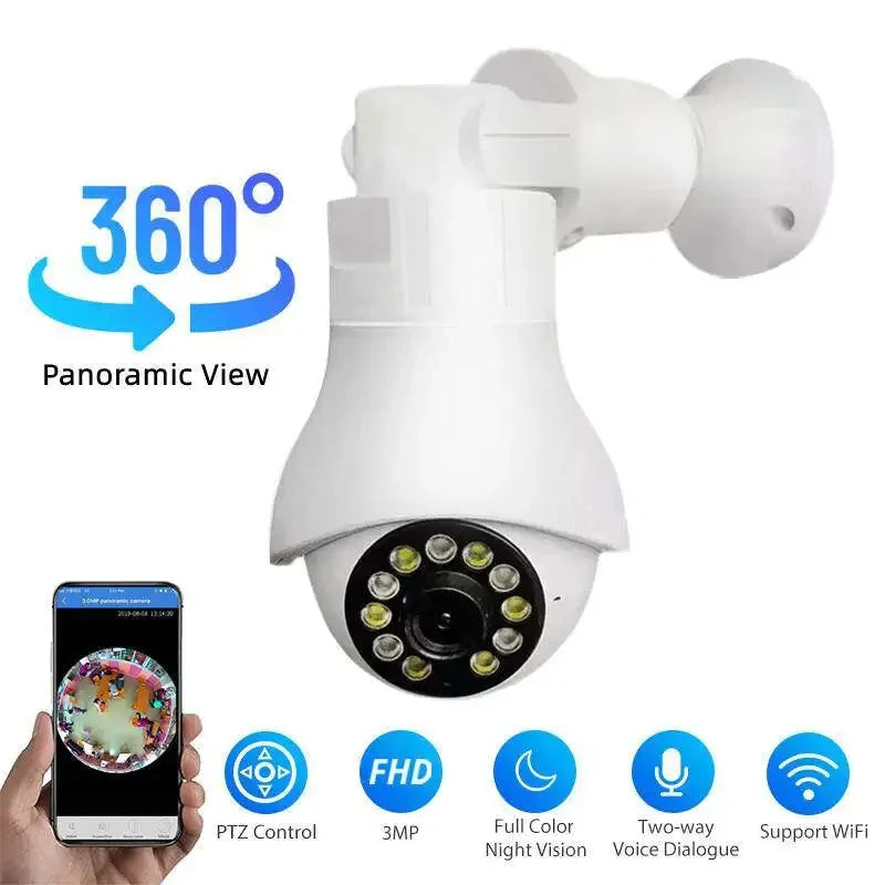 Panoramic Wifi Camera 1080P IP Lamp Night Vision Two Way Audio Surveillance Wireless IP Camera Fisheye Bulb