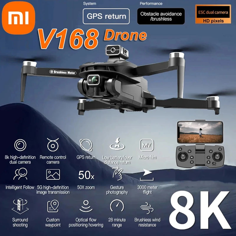 Xiaomi V168 Drone 8K 5G GPS Professional Aerial Photography Dual-Camera Omnidirectional Obstacle Avoidance Brushless Motor UAV